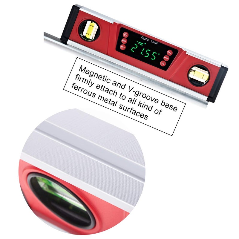 2PM TOOLS 10-Inch Digital Torpedo Level and Protractor | Neodymium Magnets | Bright LED Display | V-GROOVE MAGNETIC BASE | IP54 Dust/Water Resistant smart level with Carrying Bag - Image 3